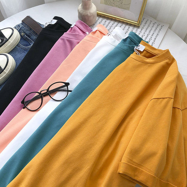 Bluză de damă într-o singură culoare cu decolteu rotund - mai multe culori