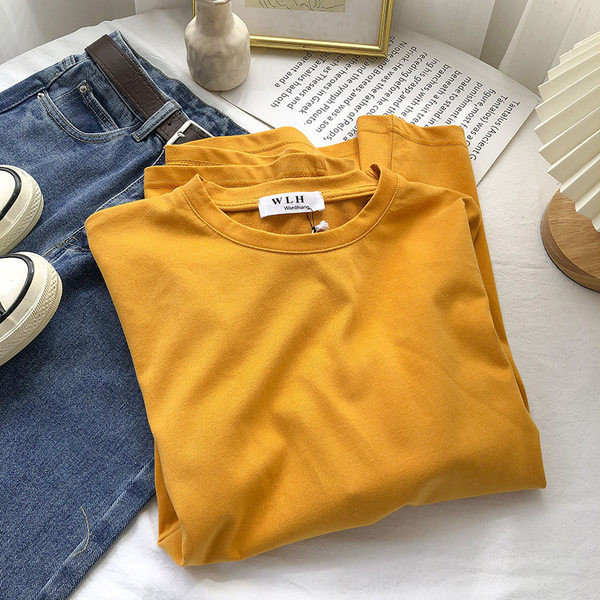 Bluză de damă într-o singură culoare cu decolteu rotund - mai multe culori