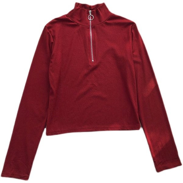 Bluza de dama cu guler inalt si fermoar