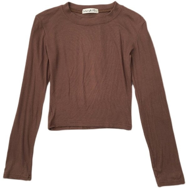 Bluză de damă simplă cu decolteu rotund și mâneci lungi