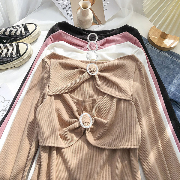 Bluză de damă modernă cu pietre și mâneci lungi