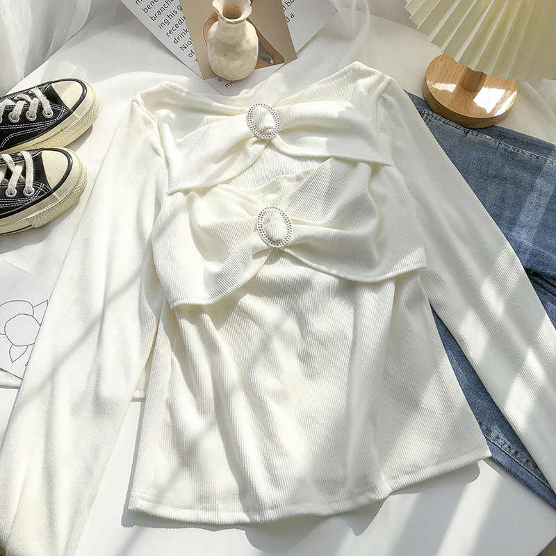 Bluză de damă modernă cu pietre și mâneci lungi