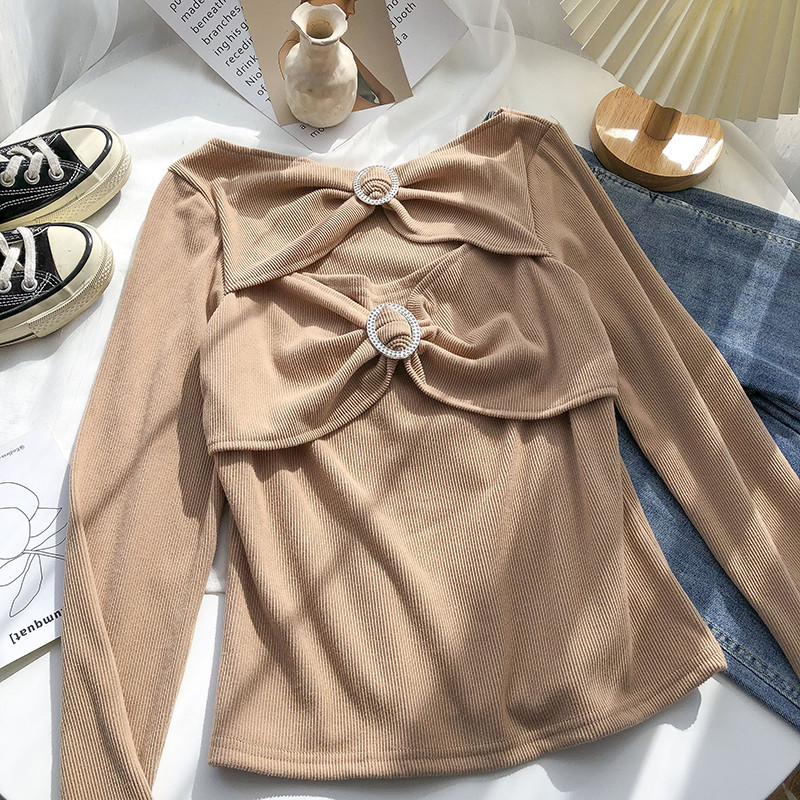 Bluză de damă modernă cu pietre și mâneci lungi