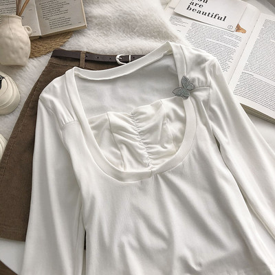 Bluză casual de damă cu decolteu pătrat - patru culori