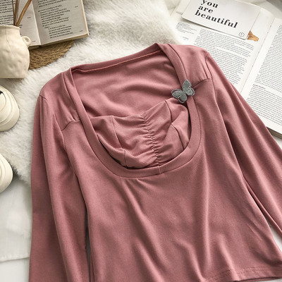 Bluză casual de damă cu decolteu pătrat - patru culori