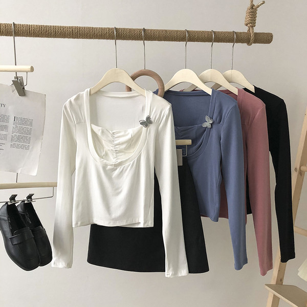 Bluză casual de damă cu decolteu pătrat - patru culori