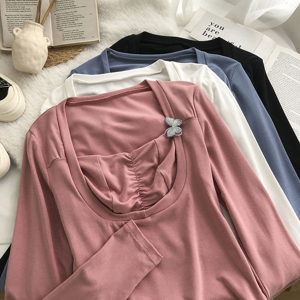 Bluză casual de damă cu decolteu pătrat - patru culori