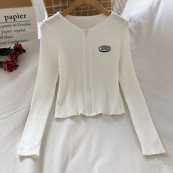 Bluză casual de damă cu fermoar și decolteu oval