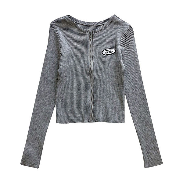 Bluză casual de damă cu fermoar și decolteu oval