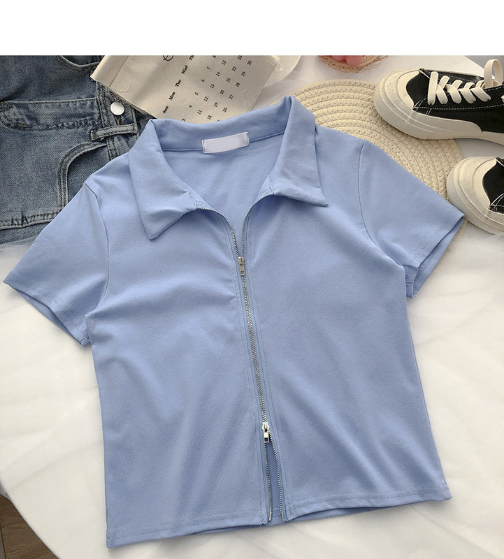 Bluză de damă mulata, cu fermoar și guler clasic