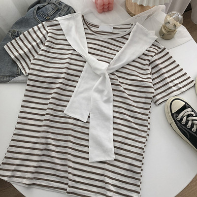 Tricou dama in dungi cu maneca scurta