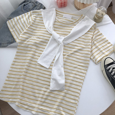 Tricou dama in dungi cu maneca scurta