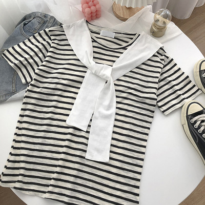 Tricou dama in dungi cu maneca scurta