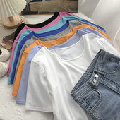 Tricou subțire din bumbac cu decolteu oval