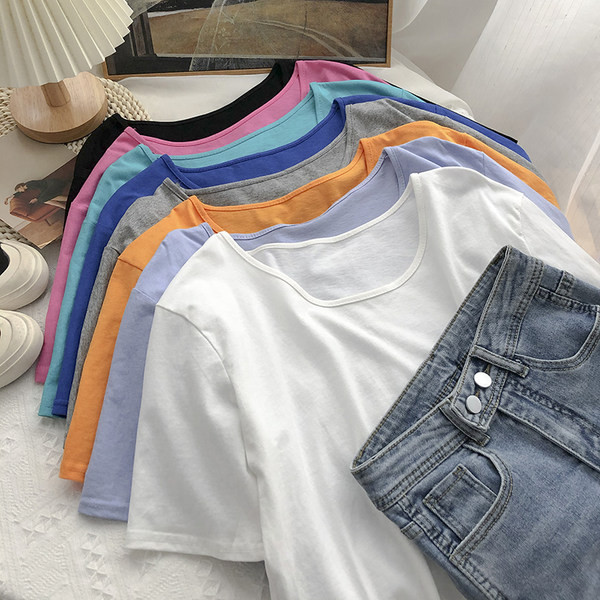 Tricou subțire din bumbac cu decolteu oval