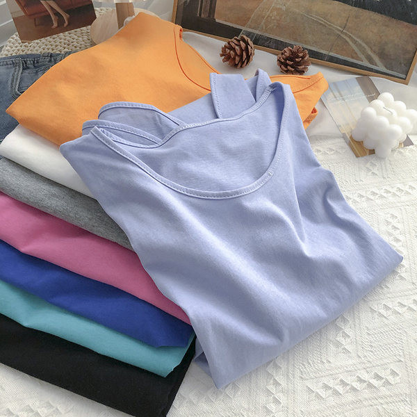 Tricou subțire din bumbac cu decolteu oval