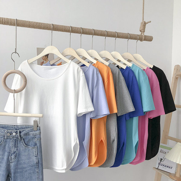 Tricou subțire din bumbac cu decolteu oval