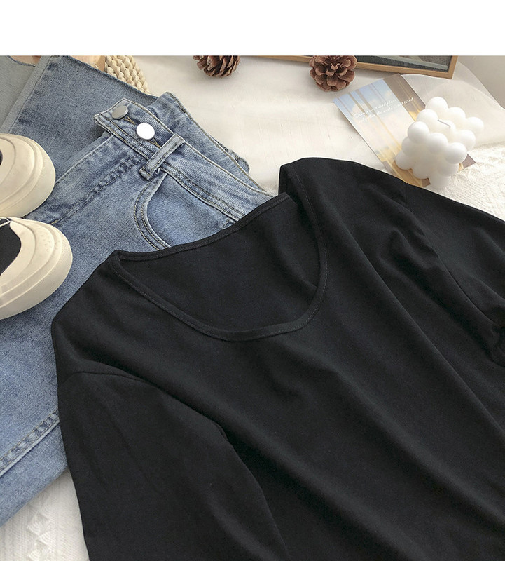 Tricou subțire din bumbac cu decolteu oval