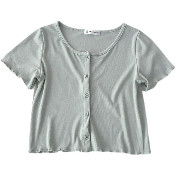 Tricou scurt de dama cu nasturi