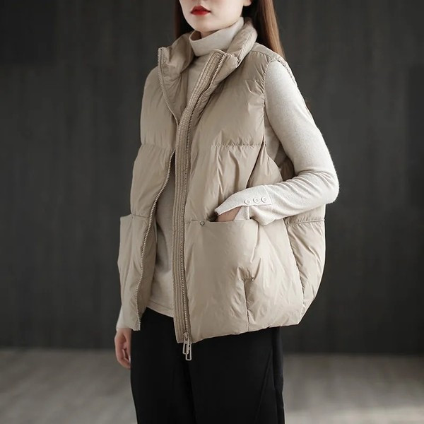 Vesta larga dama cu guler inalt