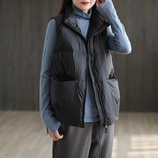 Vesta larga dama cu guler inalt