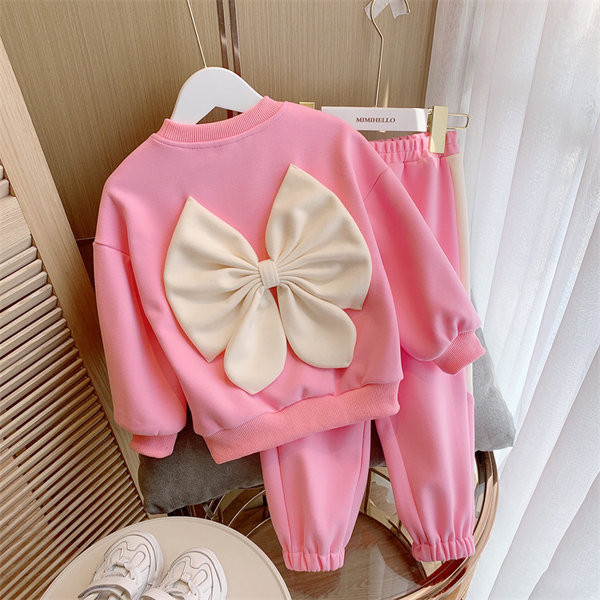 Set de bluza pentru copii modern cu panglica si pantaloni pentru fete