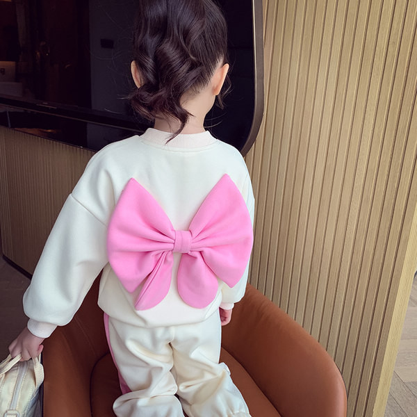 Set de bluza pentru copii modern cu panglica si pantaloni pentru fete