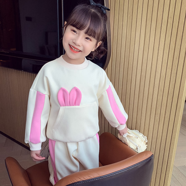 Set de bluza pentru copii modern cu panglica si pantaloni pentru fete