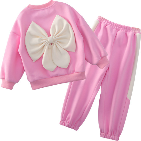Set de bluza pentru copii modern cu panglica si pantaloni pentru fete