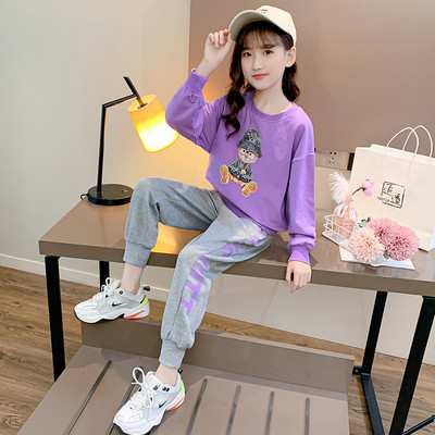 Set zilnic pentru copii de bluză și pantaloni sport în două culori