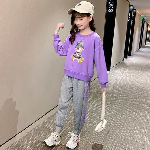 Set zilnic pentru copii de bluză și pantaloni sport în două culori