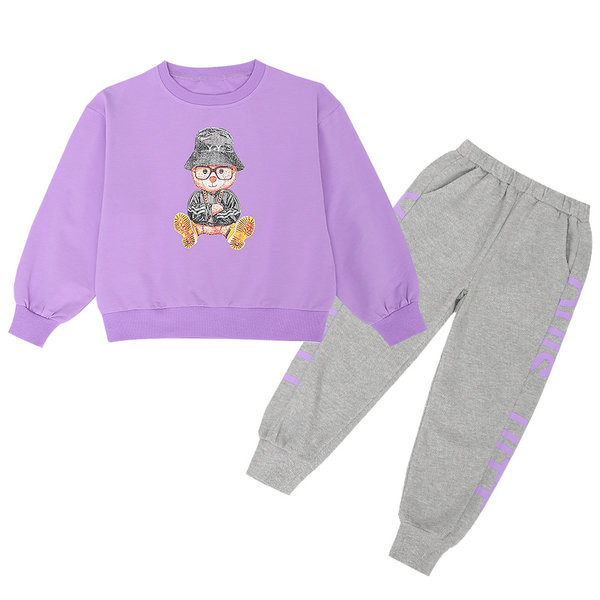 Set zilnic pentru copii de bluză și pantaloni sport în două culori