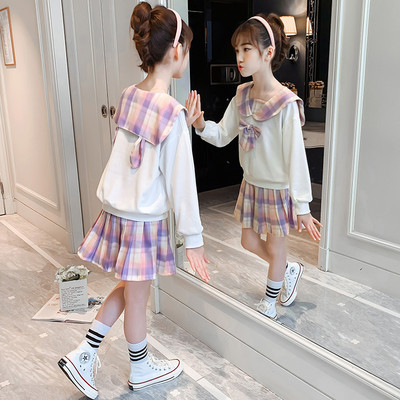 Set de primavara-toamna pentru fete in doua parti - fusta si hanorac