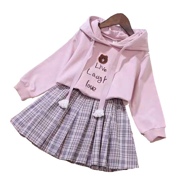 Set de primavara-toamna pentru fete in doua parti - fusta si hanorac