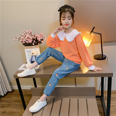 Set copii pentru fete din două părți - blugi și bluză