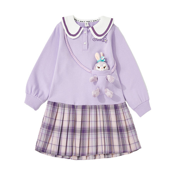 Детска рокля с яка и 3D елемент