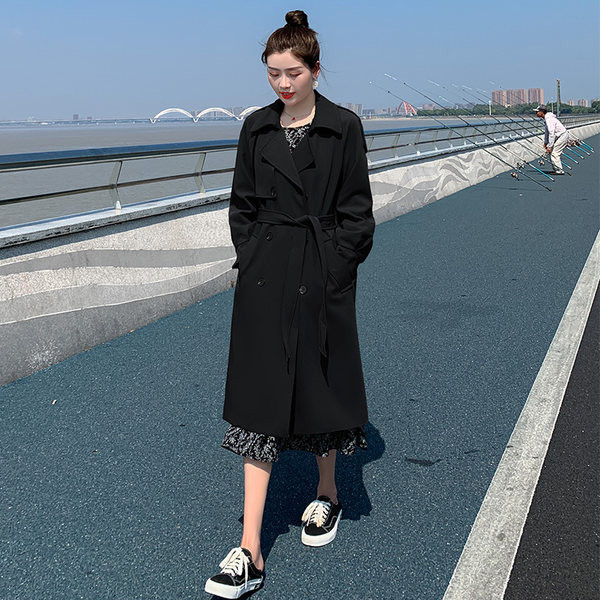 Palton lung de damă modern cu nasturi și curea - patru culori