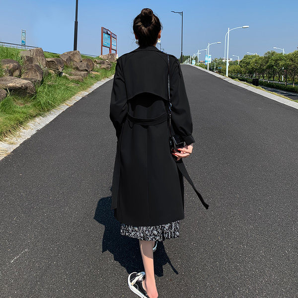 Palton lung de damă modern cu nasturi și curea - patru culori