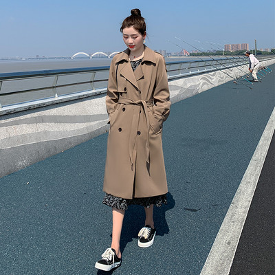 Palton lung casual de dama cu centura si nasturi