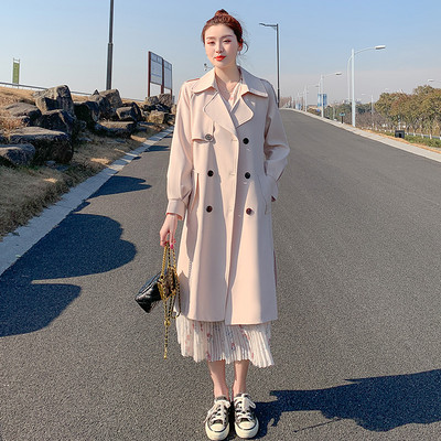 Palton lung casual de dama cu centura si nasturi