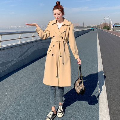 Palton lung casual de dama cu centura si nasturi