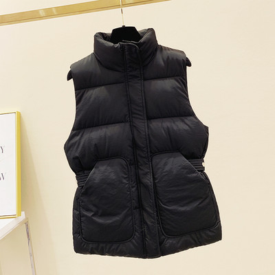 Vesta de iarna cu centura in talie si buzunare mari