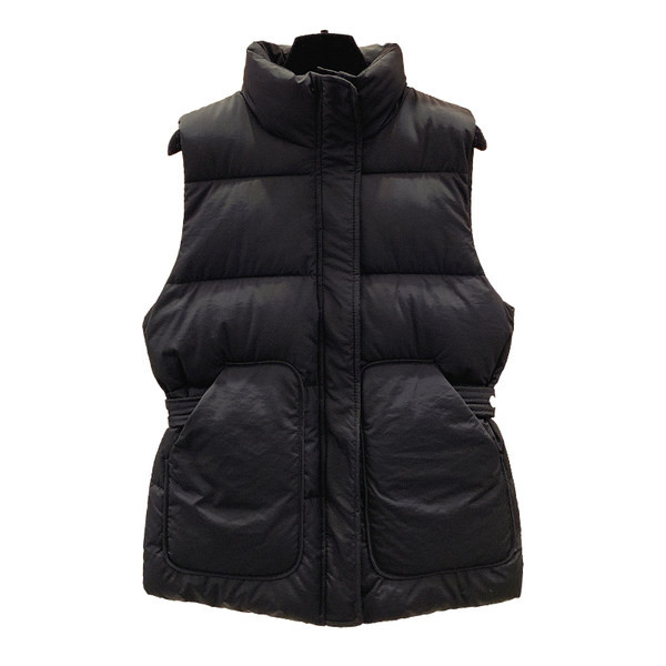 Vesta de iarna cu centura in talie si buzunare mari