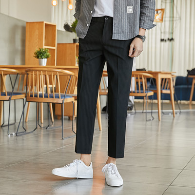 Pantaloni bărbați cu dungi cu lungimea de 9/10 - mai multe culori