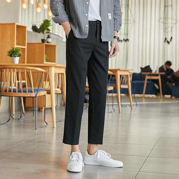 Pantaloni bărbați cu dungi cu lungimea de 9/10 - mai multe culori