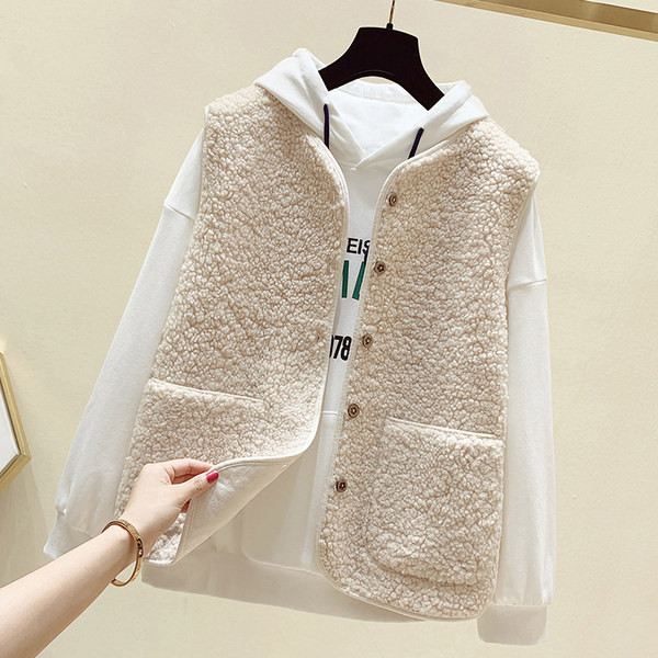 Vestă de puf de primăvară-toamnă cu nasturi și buzunare