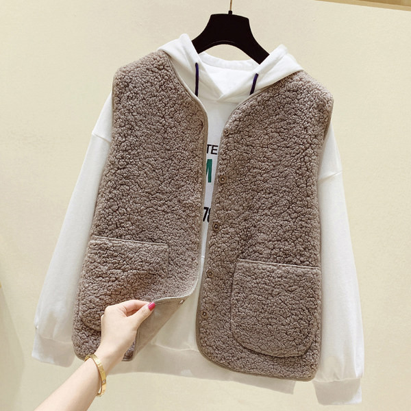 Vestă de puf de primăvară-toamnă cu nasturi și buzunare