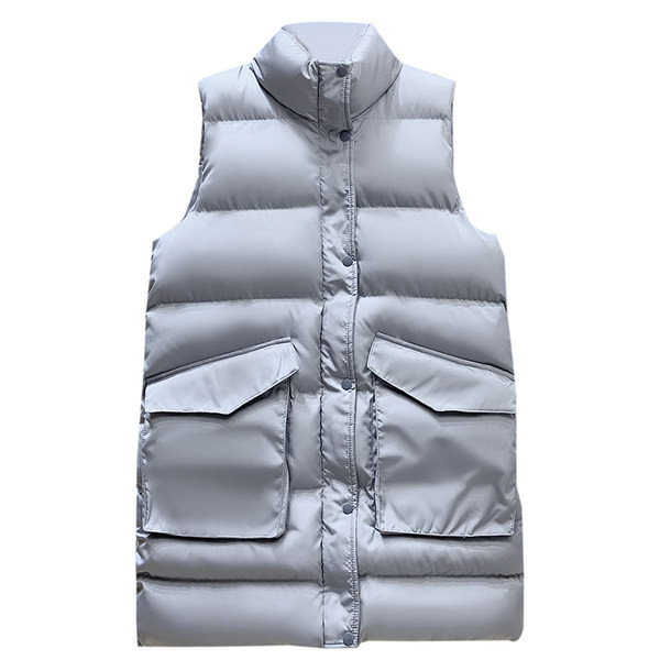 Vesta groasa de iarna cu buzunare mari de lungime medie