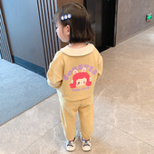 Set pentru copii din două părți bluză și pantaloni în galben și roz