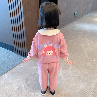 Set pentru copii din două părți bluză și pantaloni în galben și roz